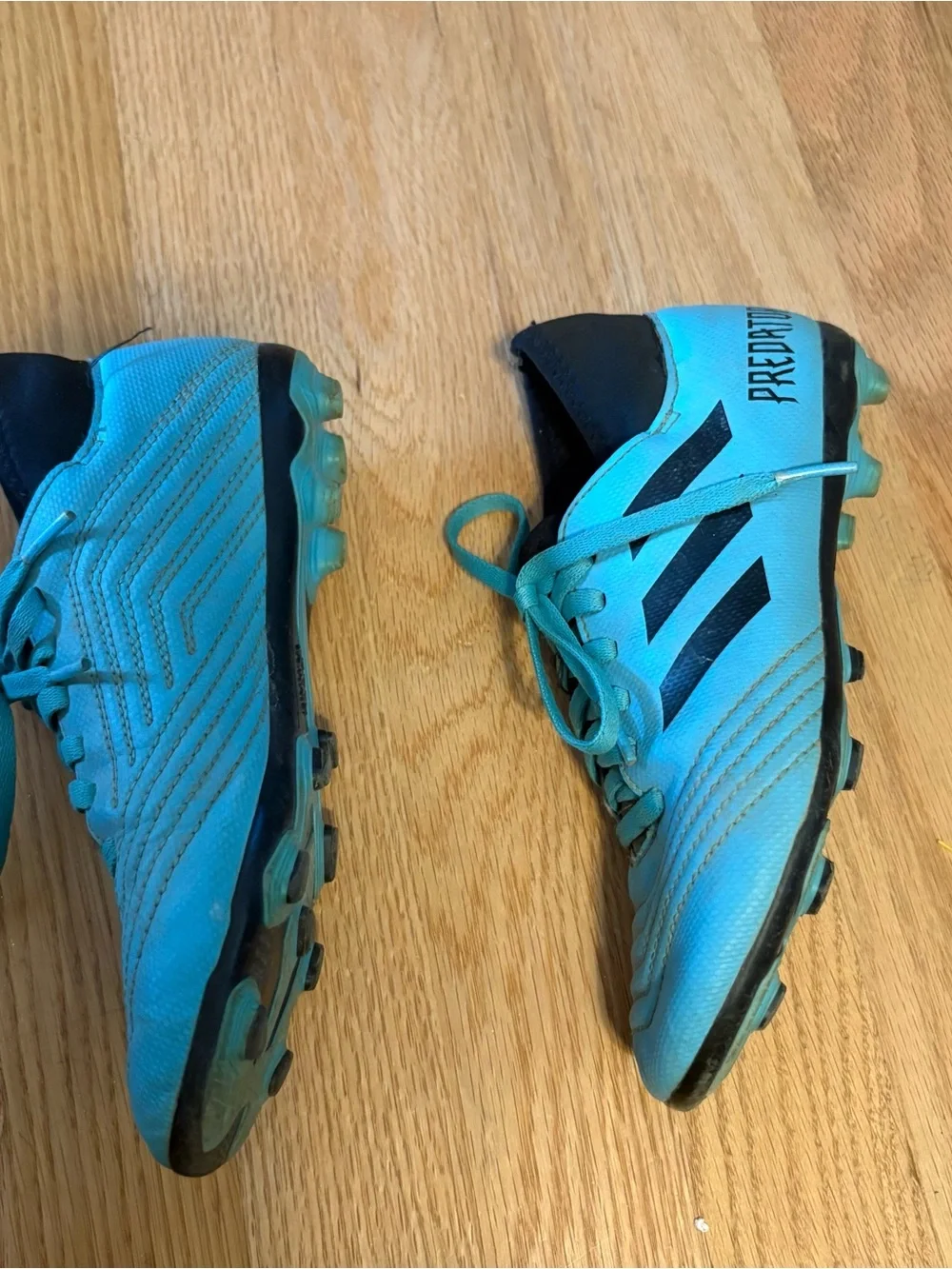 Adidas Predator Sock Football Boots Turquoise Aqua Sz 2 Cleats Soccer Kids